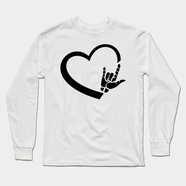 ASL Deaf Pride Interpreter Sign Language ILY Heart Love CODA T-Shirt Long Sleeve T-Shirt by flytogs